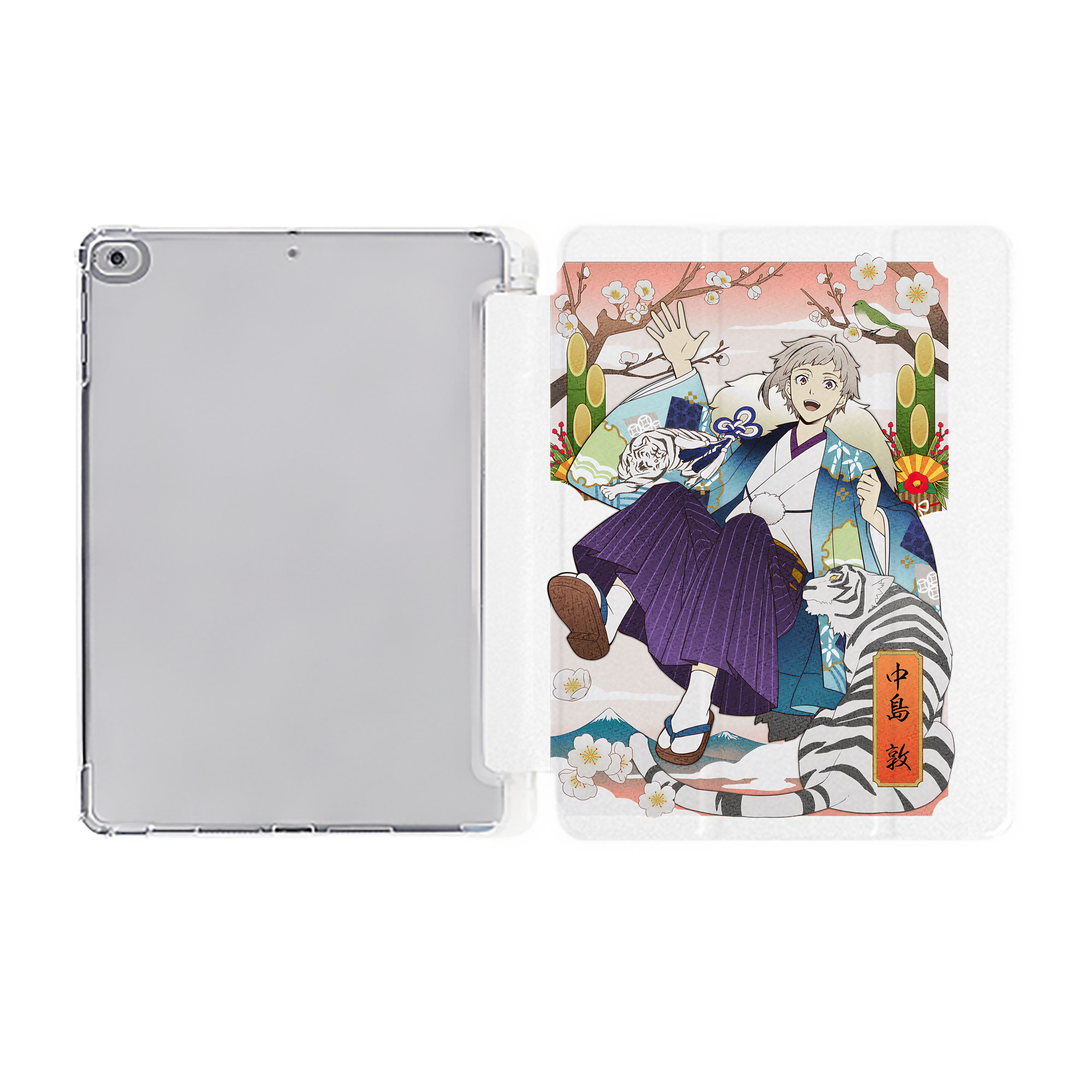 （画像用） 文豪ストレイドッグス Bungo Stray Dogs IPad ケース ペン収納付き 三つ折りスタンド PUレザー×シリコン 対応機種9.5/10.5/10.9インチ